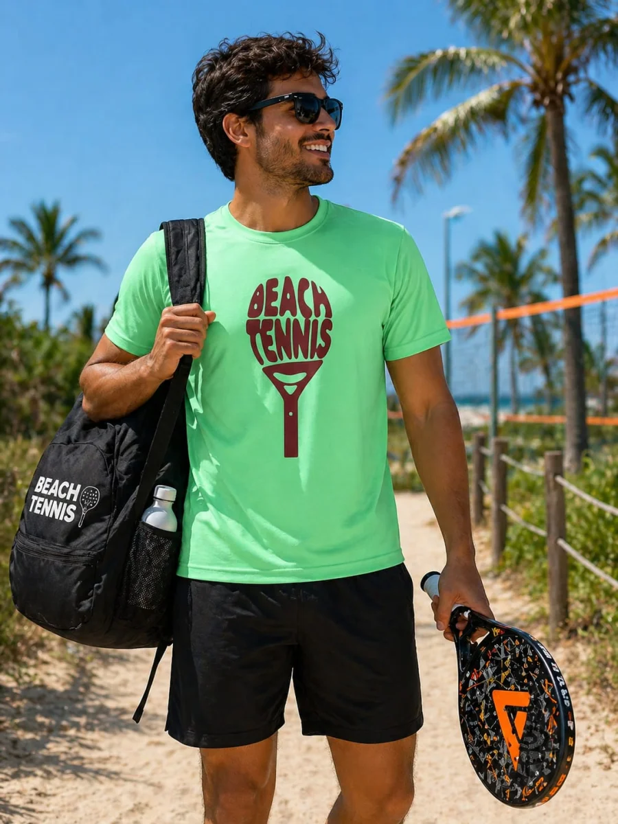 Camiseta Esportiva Verde Personalizada | Oxford 100% Poliéster | Beach Tennis | Pickleball