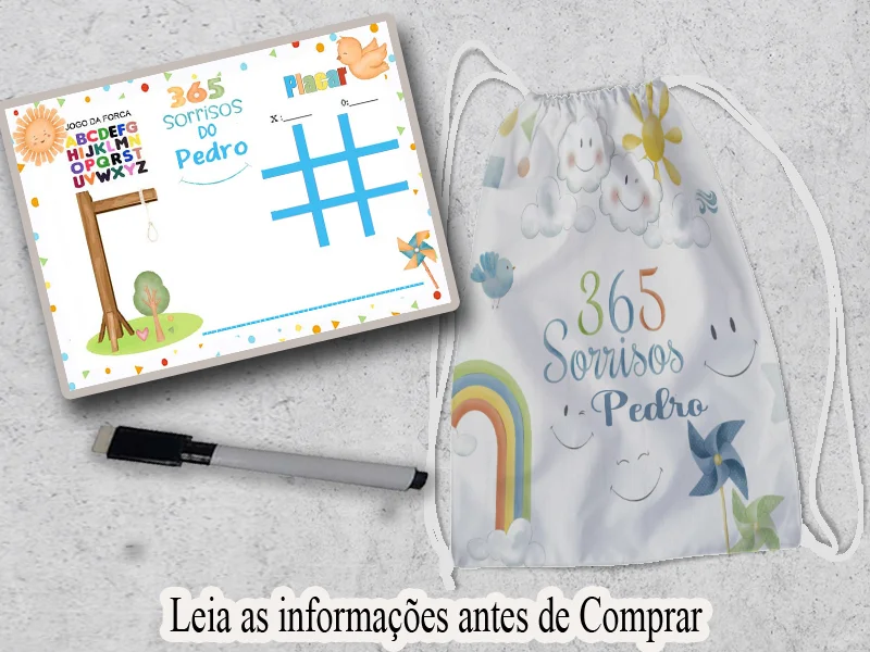Kit lembrancinhas de Aniversario Mochila  e Joguinho da Velha Personalizada 365 Sorrisos