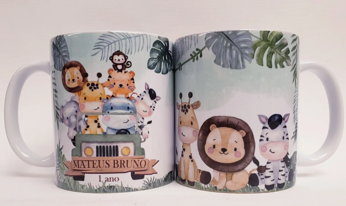 Caneca personalizada aniversario safari
