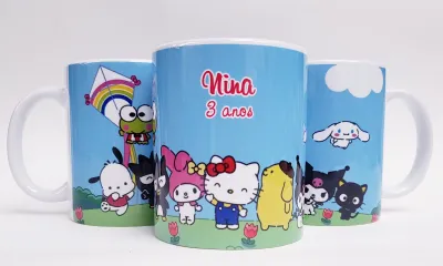 Caneca personalizada aniversario hello kitty