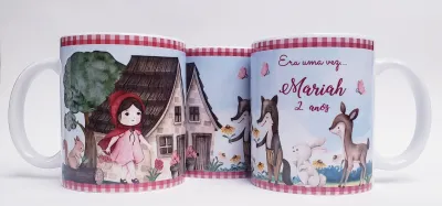 Caneca personalizada aniversario chapeuzinho vermelho