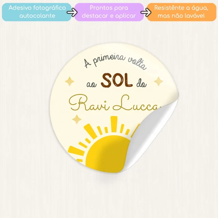 KIT COM 15 ADESIVOS DE 5 CM VOLTA AO SOL PARA APLICAR EM DIVERSAS LEMBRANCINHAS - Imagem 4