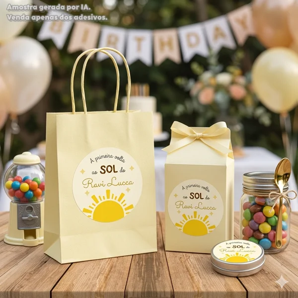KIT COM 24 ADESIVOS DE 4 CM VOLTA AO SOL PARA APLICAR EM DIVERSAS LEMBRANCINHAS - Imagem 1
