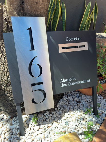 Algarismo Acm + Inox +caixa Correio e Pé para Jardim