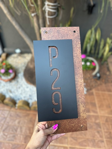 Algarismo Residencial Acm com Acm Corten Personalizado 40x18