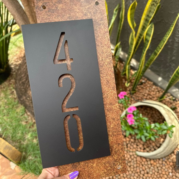 Algarismo Residencial Acm com Acm Corten Personalizado 40x18