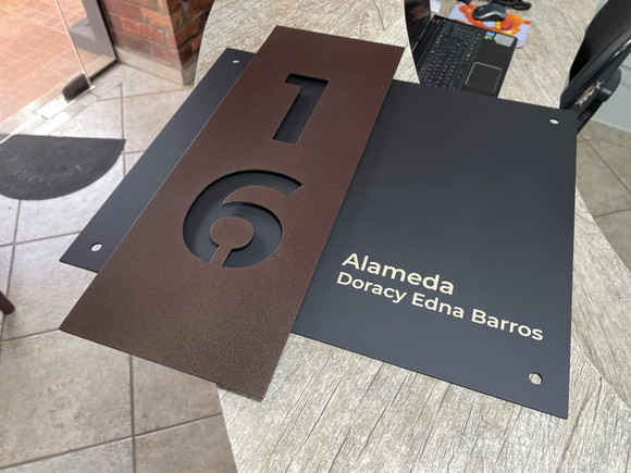 Algarismo Residencial Acm com Acm Corten Personalizado 60x55