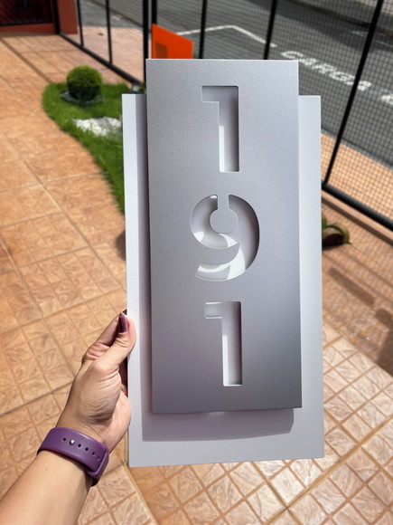 Algarismo Residencial Acm com Acm Prata- 3 Dígitos 20x40