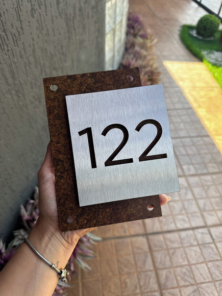 Algarismo Residencial Acm com Inox - 12x18