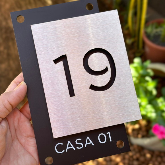 Algarismo Residencial Acm com Inox - 12x18