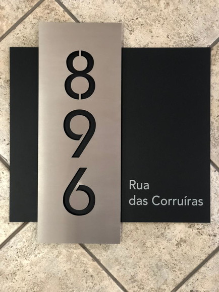 Algarismo Residencial Acm com Inox - 3 Dígitos 60x55