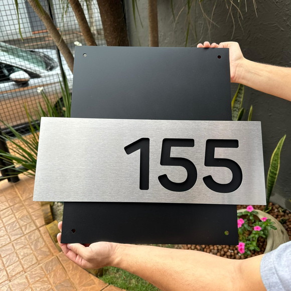 Algarismo Residencial Acm com Inox - Personalizado 55x40