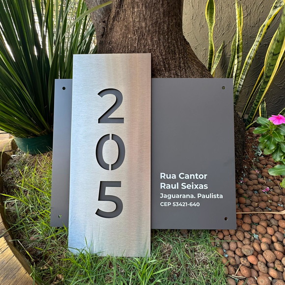 Algarismo Residencial Acm com Inox - Personalizado 55x60