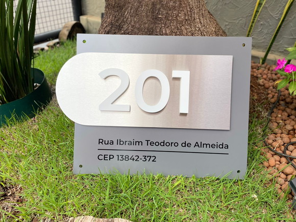 Algarismo Residencial Acm com Inox e Pvc - 3 Dígitos 60x55