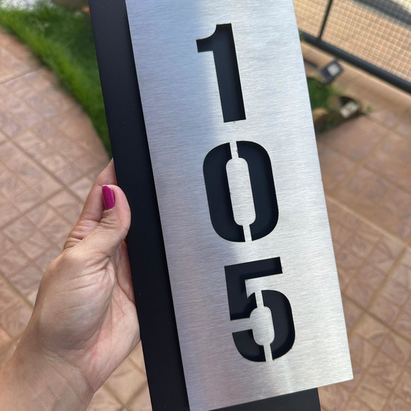 Algarismo Residencial Acm e Inox - 3 Dígitos 14x33