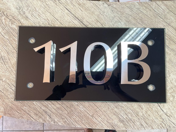 Algarismo Residencial Vidro com Inox - 4 Dígitos 40x20
