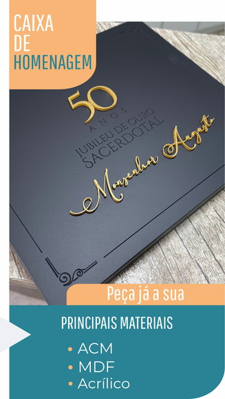 Estojo de Homenagem mdf + mdf - 32x27cm