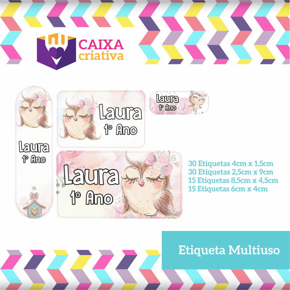Kit Etiquetas Adesivas - Coruja