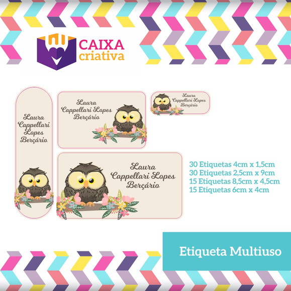 Kit Etiquetas Adesivas - Coruja