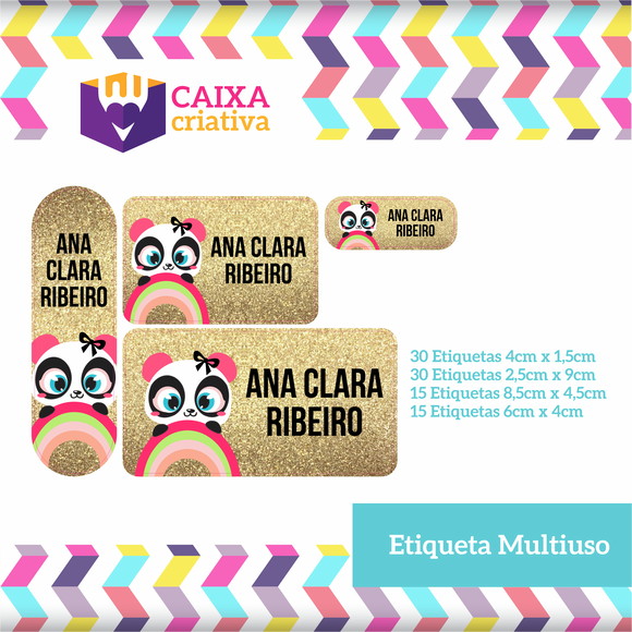 Kit Etiquetas Adesivas - Panda