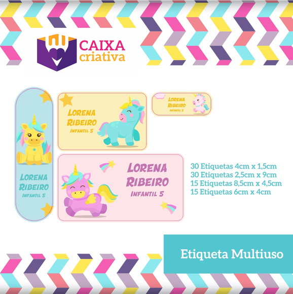Kit Etiquetas Adesivas - Unicórnio