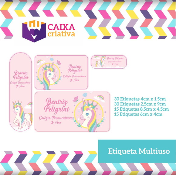 Kit Etiquetas Adesivas - Unicórnio