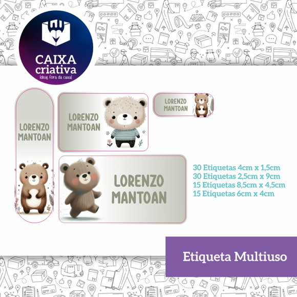 Kit Etiquetas Adesivas - Ursinho Fofo