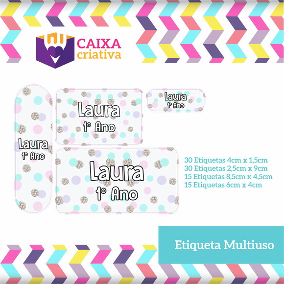 Kit Etiquetas Escolares - Dots Prata