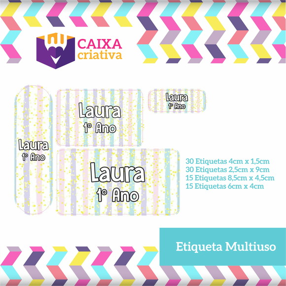 Kit Etiquetas Escolares - Listras Candy Color