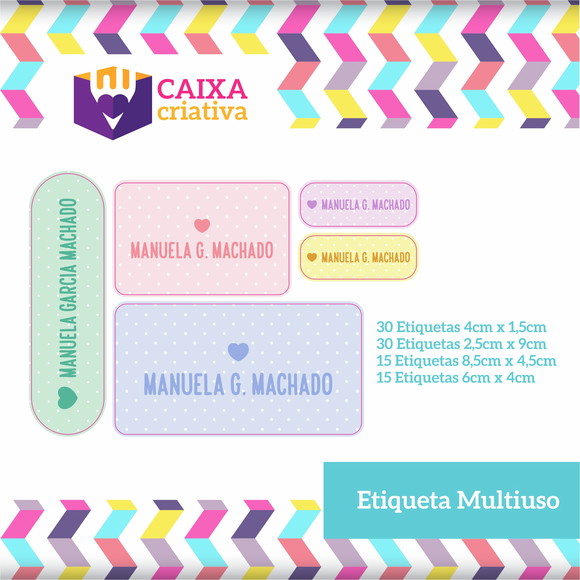 Kit Etiquetas Escolares - Poá Candy Color