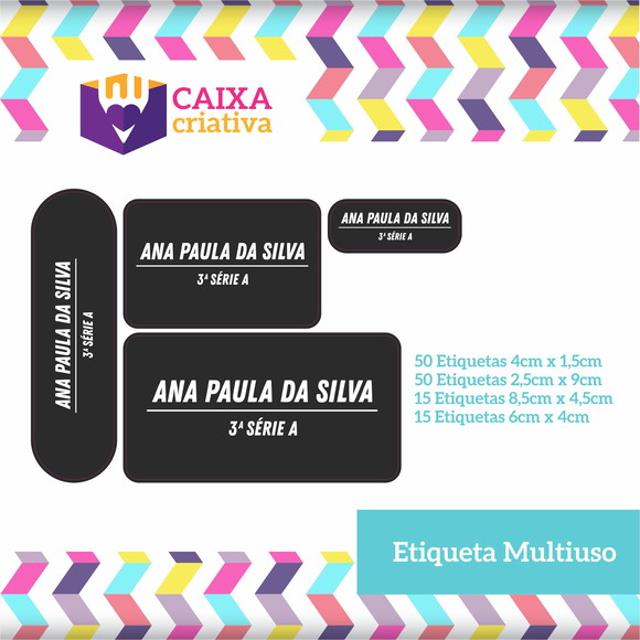 Kit Etiquetas Escolares Neutras Pretas