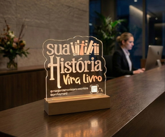 Luminária com Logotipo Personalizada - Base Led sem Fio