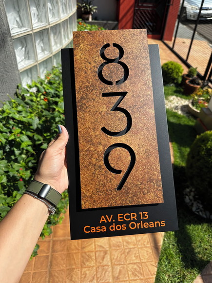 Número para Casa Acm com Acm Corten - 3 Dígitos 20x40