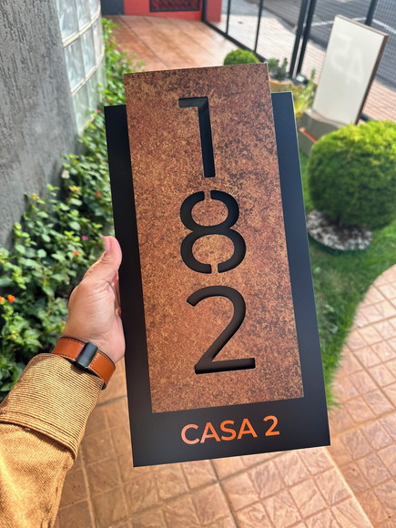 Número para Casa Acm com Acm Corten - 3 Dígitos 20x40
