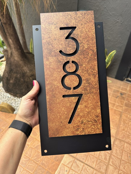 Número para Casa Acm com Acm Corten - 3 Dígitos 20x40 - Imagem 2