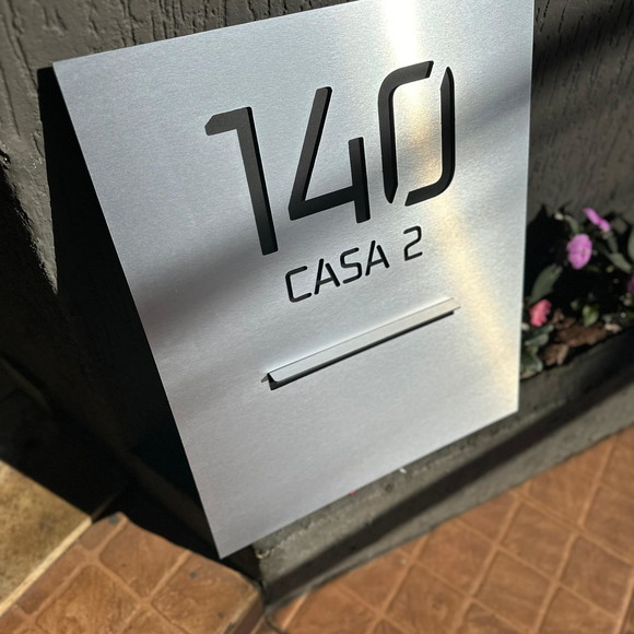 Número Residencial Acm Inox 68x45 Caixa de Correio Posterior