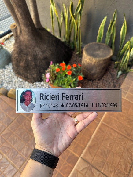 Placa Cemitério - Memorial em Inox com Impressão Uv - 5,3x23