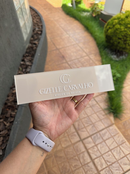 Placa Comércio Acrilico Adesivo Frontal 21x6 Impressão Uv