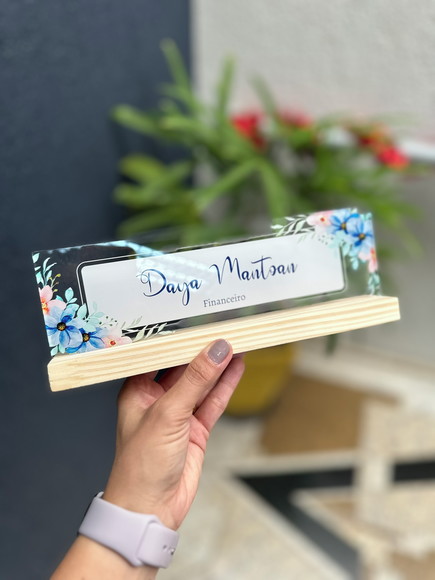 Placa de Identificação de Mesa - mdf e Acrílico 26x6,5