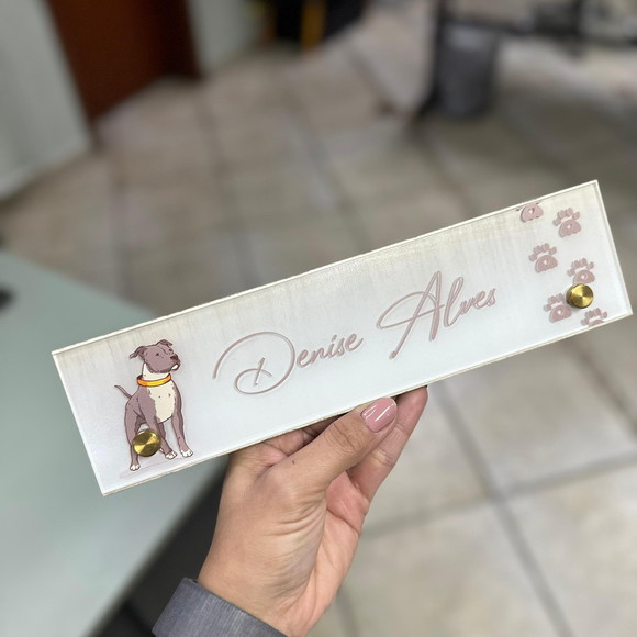 Placa de Identificação de Mesa - mdf e Acrílico 26x6,5