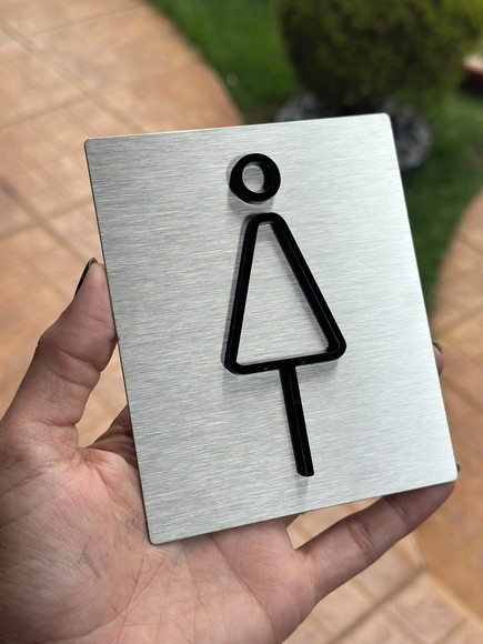 Placa de Identificação de Sala - Caulim 10x12 Inox