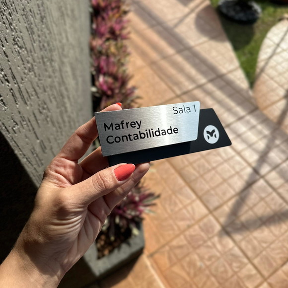 Placa de Identificação de Sala - Modelo Mini Onix Inox