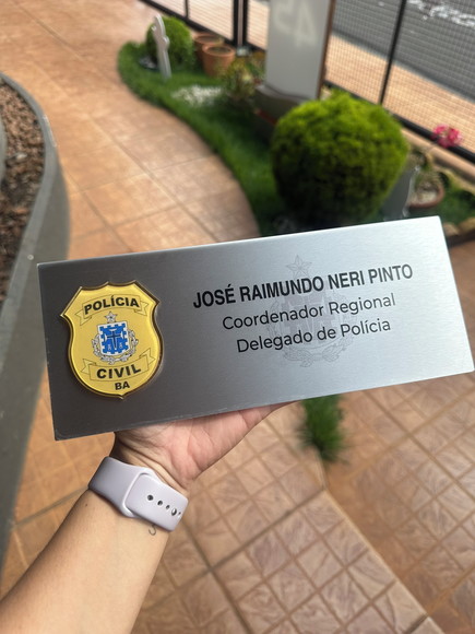 Placa de Identificação Delegado - Inox 25x10