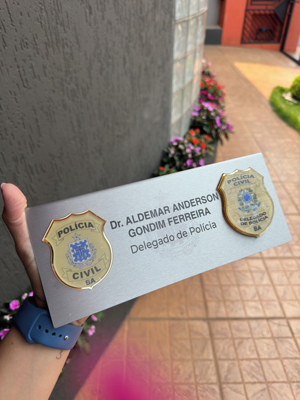 Placa de Identificação Delegado - Inox 25x10