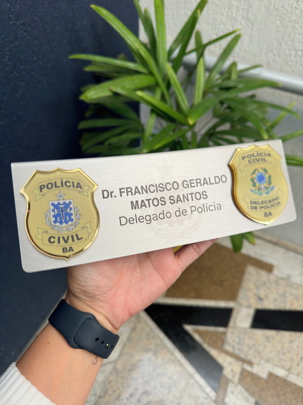 Placa de Identificação Delegado - Inox 25x10