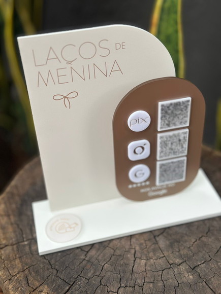 Placa de Pix com Tag Nfc - Personalizada 3 - Laços de Menina
