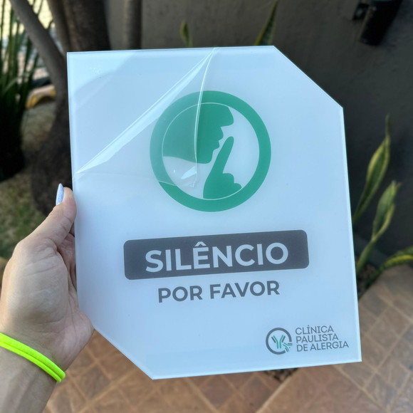 Placa de Silêncio Acrilica - 30x20 - Imagem 2