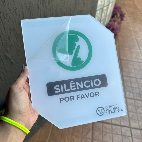 Placa de Silêncio Acrilica - 30x20