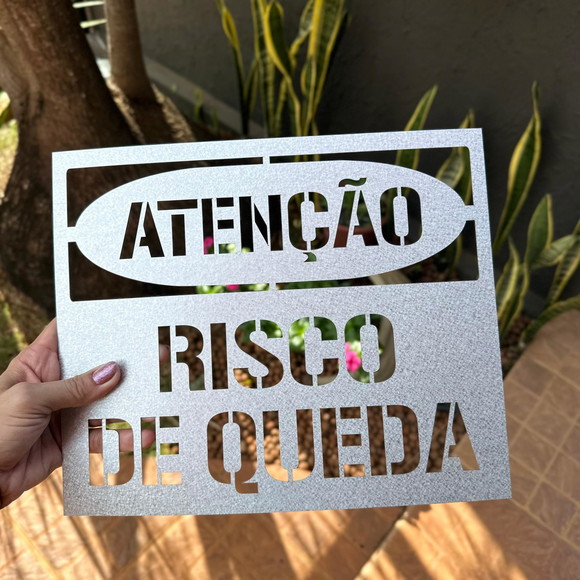 Placa em Alumínio para Decalque Risco de Queda Stencil