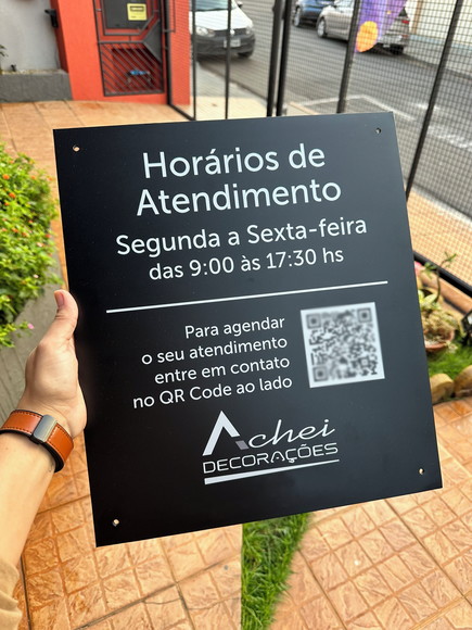 Placa Horário de Atendimento em Acm - 35x40